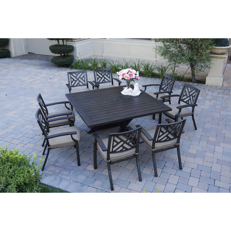 9 piece outdoor dining set outlet with umbrella hole